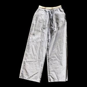 Shein Blue And White Striped Long Wide Leg Pants Size 4